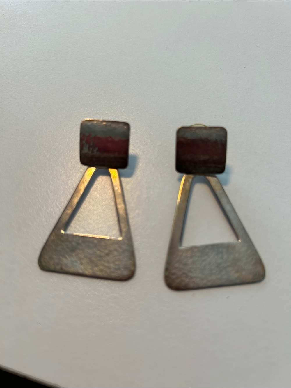 Silver pierced earrings, 925, 2” long